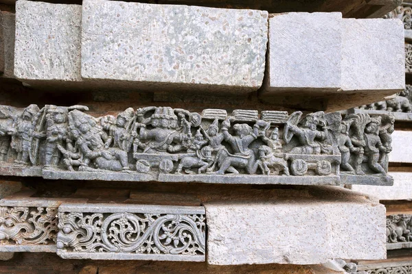 Episódio Ramayana Rama Matando Ravana Uma Guerra Templo Kedareshwara Halebidu — Fotografia de Stock