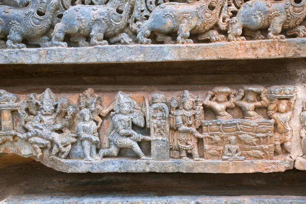 Aflevering Van Bhakta Prahlada Wordt Totured Menig Opzicht Kedareshwara Tempel — Stockfoto