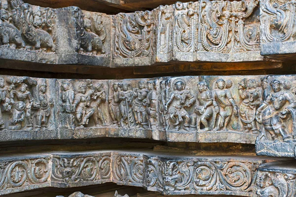 Friezen Van Dieren Scènes Van Mythologische Episodes Van Ramayana Mahabharata — Stockfoto