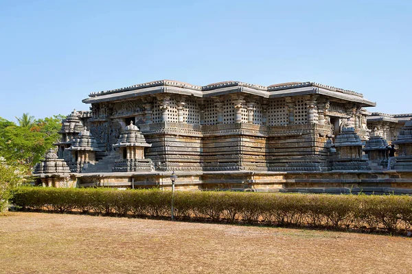 Celkový Pohled Hoysaleshwara Chrámu Halebid Karnataka Indie Pohled Jihu Východ — Stock fotografie