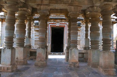 Navaranga mandapa, Parshvanatha Basadi, Basadi Halli jain Tapınağı karmaşık, Karnataka, Hindistan.
