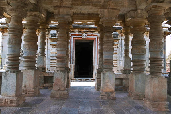 Navaranga mandapa, Parshvanatha Basadi, Basadi Halli jain Tapınağı karmaşık, Karnataka, Hindistan.