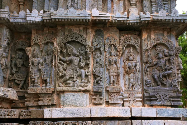 Ornate Bas Relieif Sculptures Hindu Deities North East Wall Kedareshwara — Stock Photo, Image