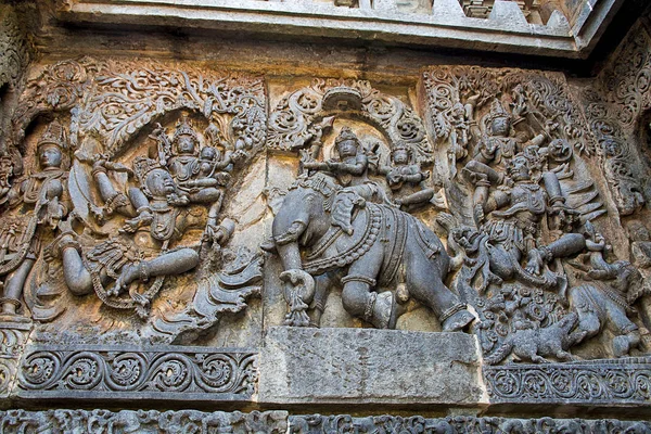 Ornate Wall Panel Reliefs Depicting Left Garuda Carrying Vishnu Lord — Stock Photo, Image