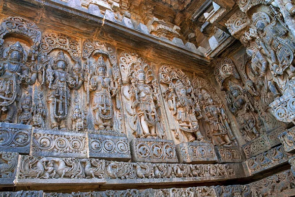 Украшенные Рельефы Стеновых Панелей Изображением Индуистских Божеств Западная Сторона Храм — стоковое фото