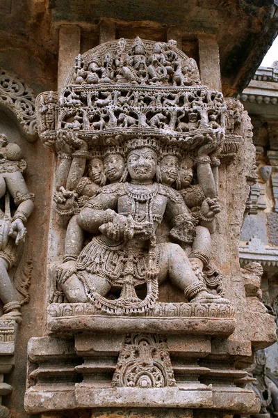 Ravana Lyft Kailasa Hoysaleshwara Tempel Halebidu Karnataka Indien Skulptur Den — Stockfoto