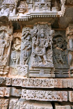 Bahirava, Shiva, Kedareshwara Tapınağı, Halebid, Karnataka Hindistan şeklinde heykelleri 