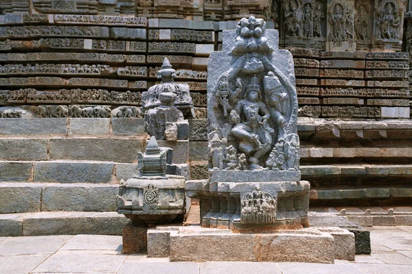 Sulptura Dança Shiva Kedareshwara Temple Halebid Karnataka Índia — Fotografia de Stock
