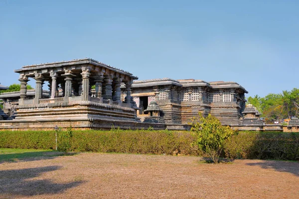 Vista Nandi Mandapa Hoysaleshwara Temple Halebid Karnataka Índia Vista Nordeste — Fotografia de Stock