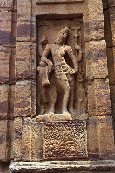 Figura Esculpida Shiva Com Nandi Parede Norte Templo Virupaksha Complexo — Fotografia de Stock