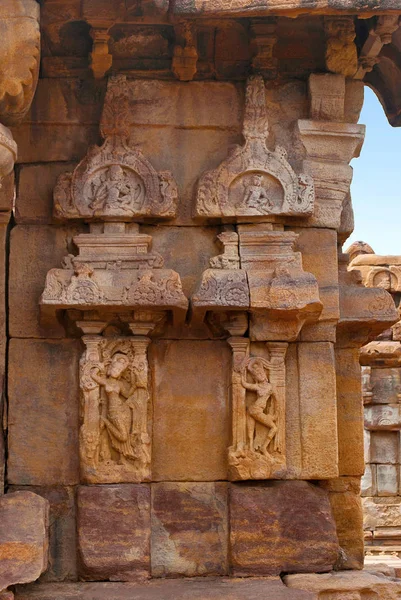 Figuras Talladas Mandapa Nandi Templo Mallikarjuna Complejo Del Templo Pattadakal — Foto de Stock