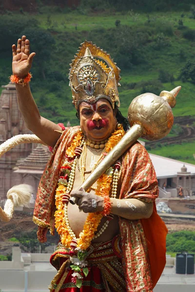 马哈拉施特拉 2015年7月 Warkari 穿戴作为哈努曼在 Pandharpur Palkhi — 图库照片