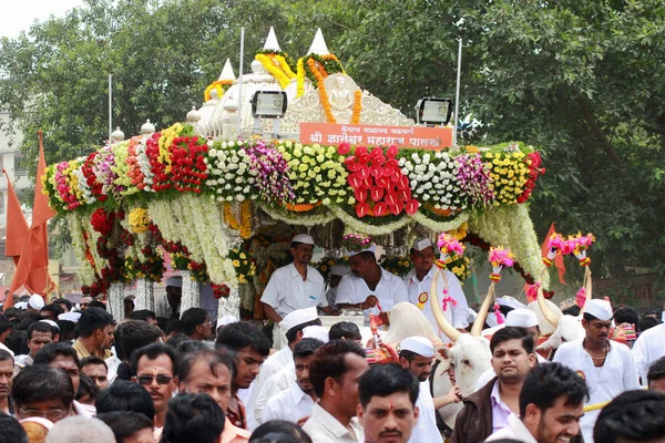 Пуне Хараштра Индия Июнь 2014 Года Святой Днянешвар Махарадж Палхи — стоковое фото