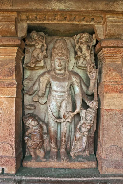 Figura Esculpida Harihar Combinado Vishnu Shiva Corredor Templo Durga Aihole — Fotografia de Stock