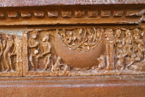 Scène Uit Ramayana Gesneden Plint Durga Tempel Aihole Bagalkot Karnataka — Stockfoto