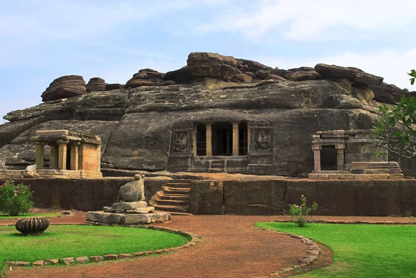 Vista Frontal Del Templo Ravanaphadi Aihole Bagalkot Karnataka India — Foto de Stock