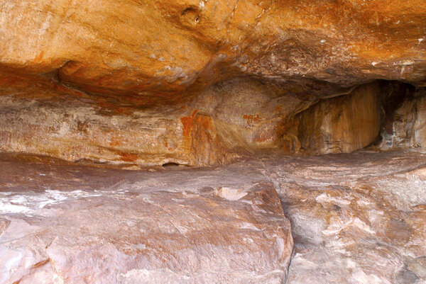 Unfinished cave in Badami Caves Karnataka India