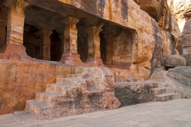4 mağara: Cephe Badami, mağaralar, Badami Karnataka Hindistan