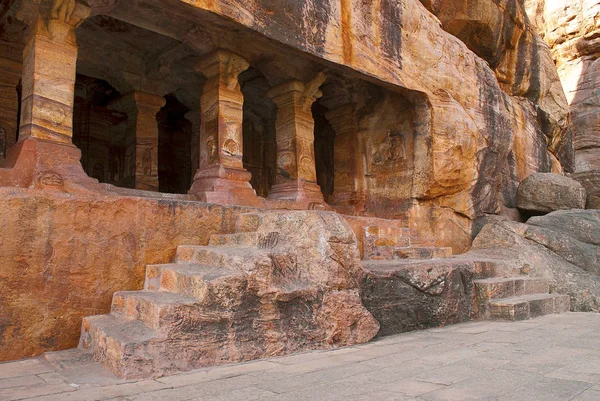 Cueva Fachada Cuevas Badami Badami Karnataka India — Foto de Stock