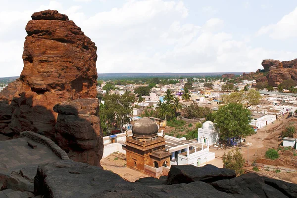 Vista Ciudad Badami Desde Cueva Badami Karnataka India — Foto de Stock