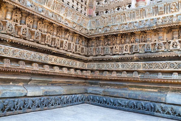 Декоративные Фризы Танцорами Другими Фигурами Храм Ченнакешава Белур Карнатака Индия — стоковое фото