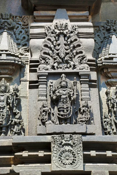 Ornate Wall Panel Reliefs Depicting Lord Shiva Chennakesava Temple Belur — Stock Photo, Image
