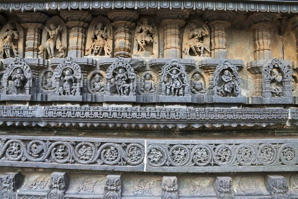 Dísz Frízek Istenségek Táncosok Más Adatok Vilmos Templom Krisztán Karnataka — Stock Fotó