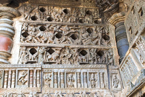Ventana Perforada Adornada Templo Chennakeshava Belur Karnataka India —  Fotos de Stock