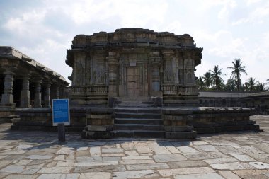 Kompakt ve süslü Veeranarayana Tapınak, Chennakeshava tapınak kompleksi Belur, Karnataka, Hindistan. Doğu'dan görünüm.