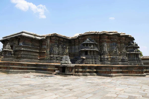 Vista Stellato Stella Forma Forma Santuario Parete Esterna Tempio Chennakeshava — Foto Stock