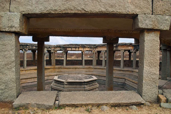 Achteckiges Bad Hampi Karnataka India Königliches Zentrum Oder Königliches Gehege — Stockfoto