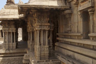 Musical pillars. Maha Mandapa, Vitthala Temple complex, Hampi Karnataka India clipart