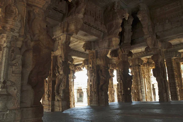 Vista Interior Kalyana Mandapa Complexo Templo Vitthala Hampi Karnataka Índia — Fotografia de Stock