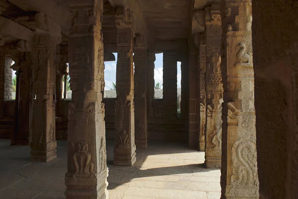 Carved Pillars Kalyana Mandapa Divine Marriage Hall Pattabhirama Temple Hampi — Stock Photo, Image