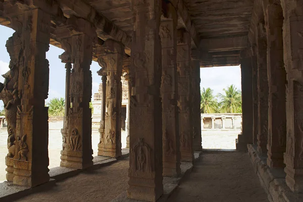 Carved Pillars Kalyana Mandapa Divine Marriage Hall Pattabhirama Temple Hampi — Stock Photo, Image