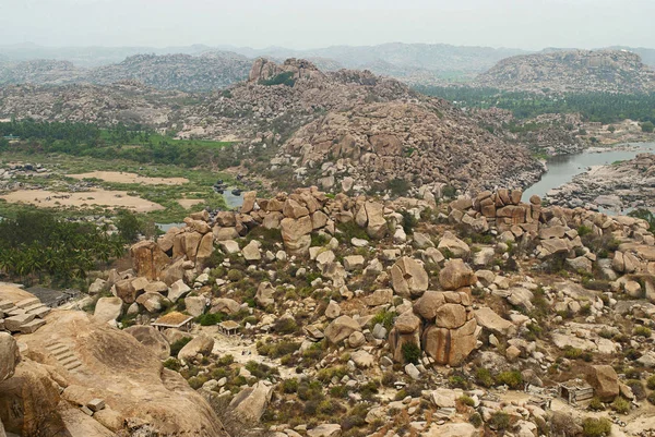 Arieal Utsikt Hampis Åser Fra Nordsiden Matanga Hill Hampi Karnataka – stockfoto