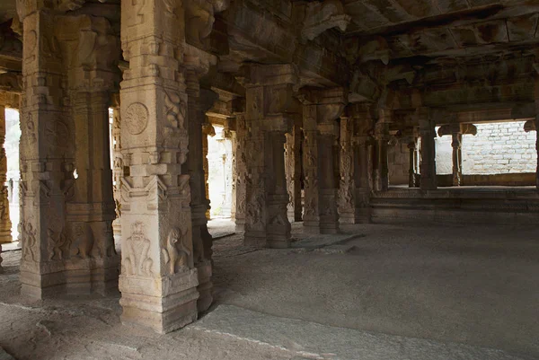 Pilares Esculpidos Mandapa Kalyana Salão Casamento Divino Templo Achyuta Raya — Fotografia de Stock