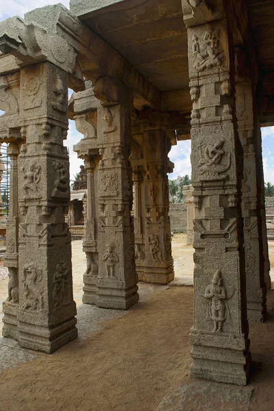 Carved Pillars Kalyana Mandapa Divine Marriage Hall Achyuta Raya Temple — Stock Photo, Image