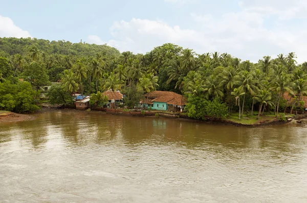 Letecký Pohled Rybářské Vesničky Konkan Maharashtra — Stock fotografie