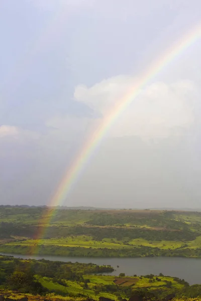 Arcobaleno Durante Monsone Chalkewadi Distretto Satara Nel Maharashtra India — Foto Stock