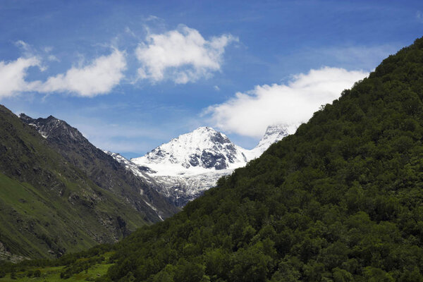 Snow capped mountain peak, Valley of Flowers, Uttarakhand state of India