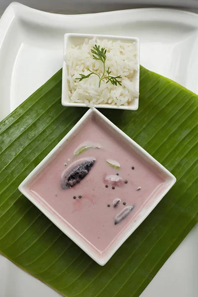 Sol Curry Made Coconut Milk Kokum Rice Staple Meal Goa — Stock Photo, Image