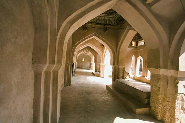 Queens Bath Zenana Enclosure Architectural Details Balcony Interior Hampi Karnataka — Stock Photo, Image