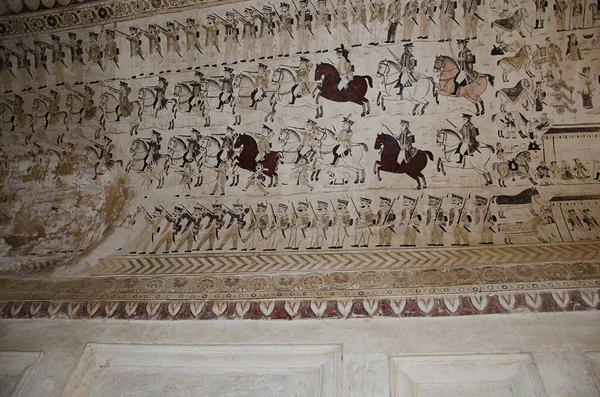 Pinturas Mitológicas Techo Templo Lakshmi Narayan Orchha Madhya Pradesh India — Foto de Stock