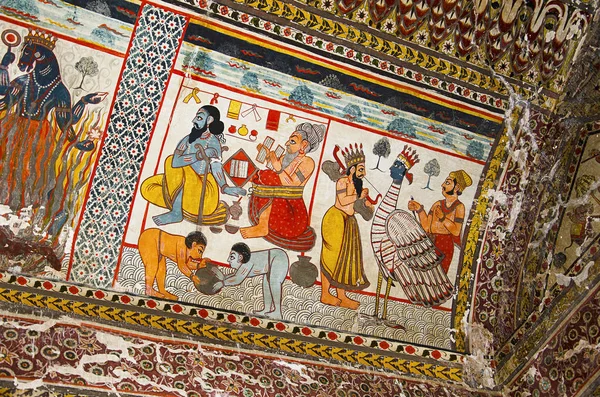 Mythological Paintings Ceiling Raj Mahal Orchha Palace Fort Complex Orchha — Stock Photo, Image