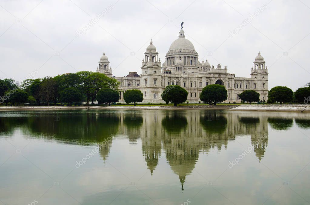 View of The Victoria Memorial Hall. Currently serves as a museum. Kolkata, West Bengal, India