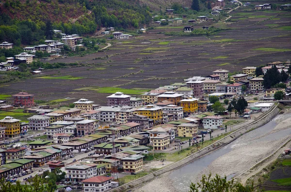 Vista Aérea Cidade Paro Paro Butão — Fotografia de Stock