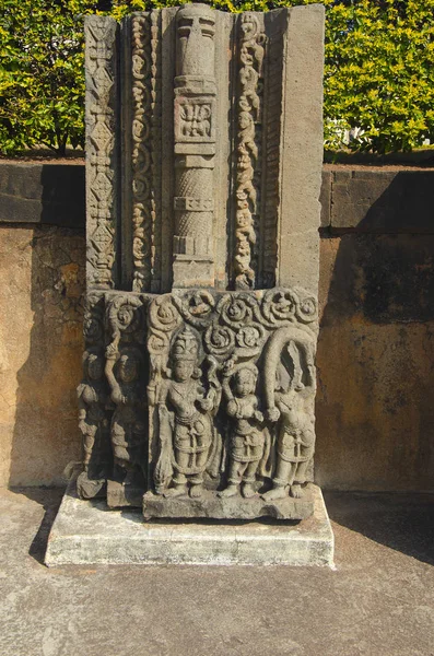 Pilar Tallado Exhibido Fuerte Bidar Karnataka India — Foto de Stock