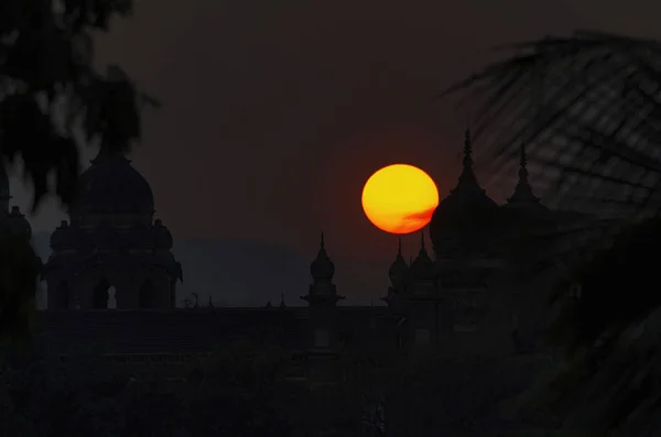 Coucher Soleil Près Nouveau Palais Kolhapur Maharashtra Inde — Photo