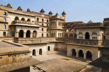 Raj Mahal iç görünümü. Orchha Palace Fort karmaşık. Orchha. Madhya Pradesh. Hindistan